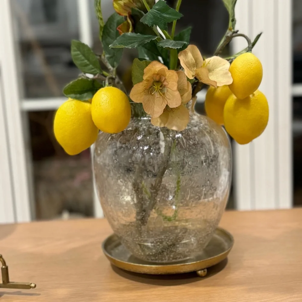 Antique Vintage Hand Blown Controlled Bubbles Glass Vase